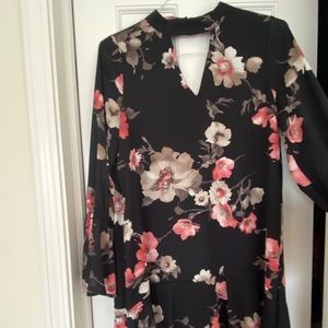 Black with Pink Floral Boutique Dress